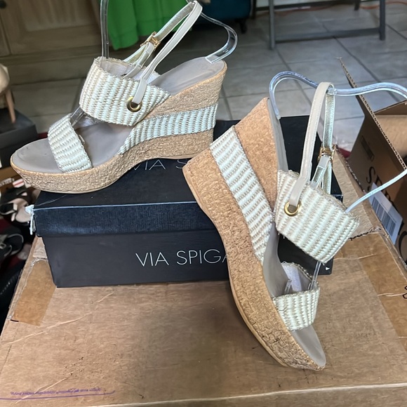 Onex Striped Wedge Platform Cork Sandals in Sz 8 - Picture 14 of 14